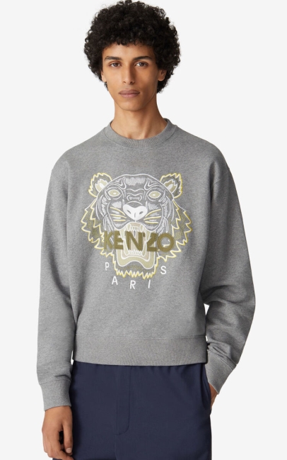Kenzo Men 'tiger' Sweatshirt Dove Grey
